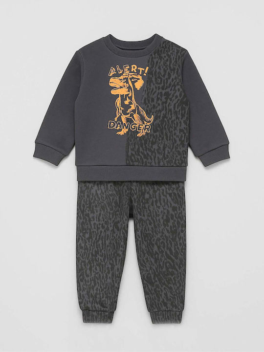 Kids Sweatpants Set Anthracite 2pcs Alert Danger