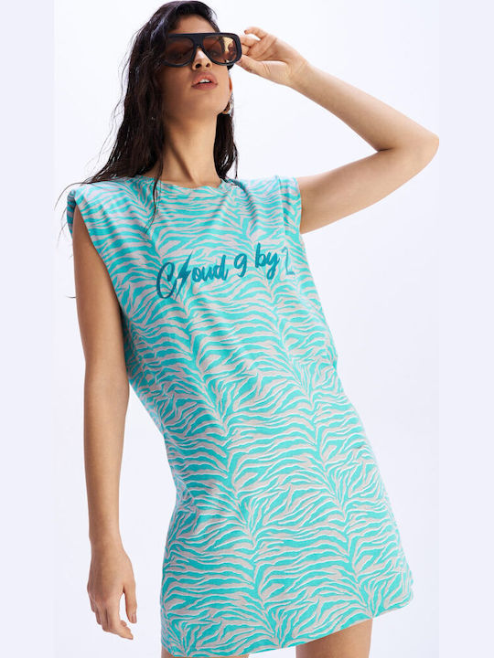Summer Mini Athletic Sleeveless Dress Turquoise C9D25161