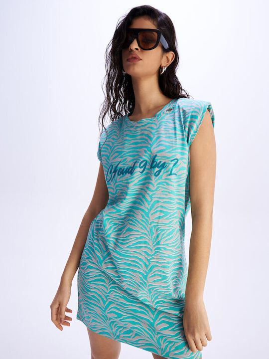 Summer Mini Athletic Sleeveless Dress Turquoise C9D25161
