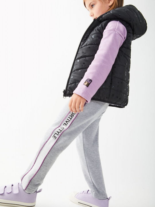 Kids' Casual Jacket Sleeveless Short Double Sided with Hood Black