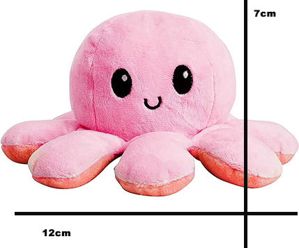 Plush Octopus Changes Mood 12cm Orange Pink
