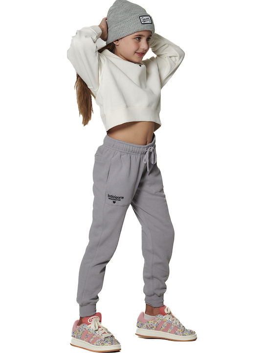 Fleece Kids Sweatshirt Cropped with Hood Star White