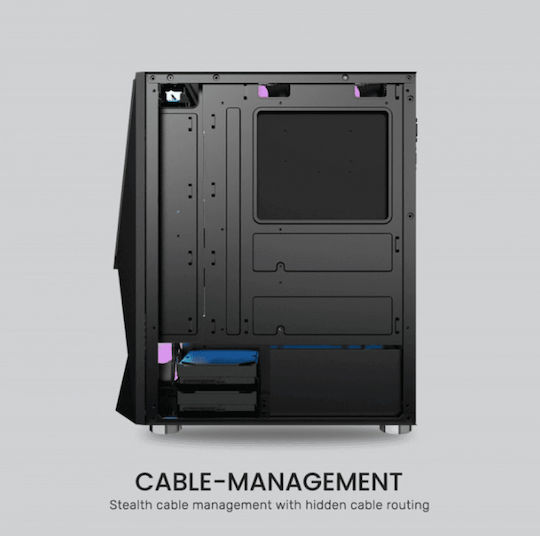Armaggeddon Tritron 1 Gaming Midi Tower Computer Case with Side Window and ARGB Lighting White