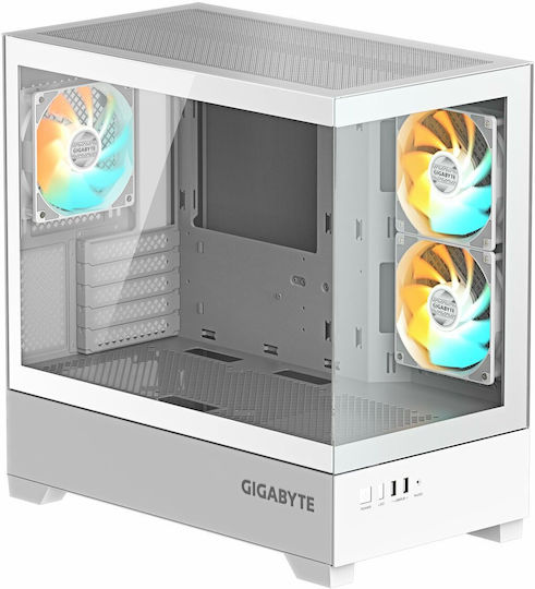 Gigabyte C201 Gaming Midi Tower Computer Case with Side Window and RGB Lighting White