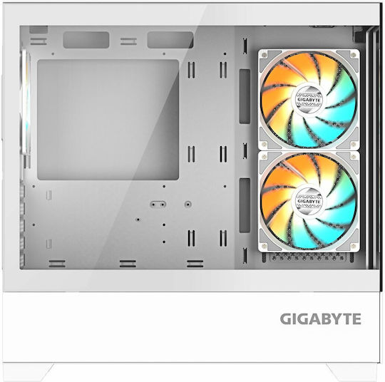 Gigabyte C201 Gaming Midi Tower Computer Case with Side Window and RGB Lighting White