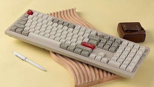 Keychron V6 Max Retro V6M-R3 Gaming Mechanical Keyboard with Custom Brown switches and RGB lighting (English US) Gray