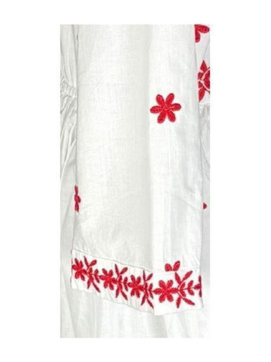 Καλοκαιρινό Maxi Φόρεμα White, Red