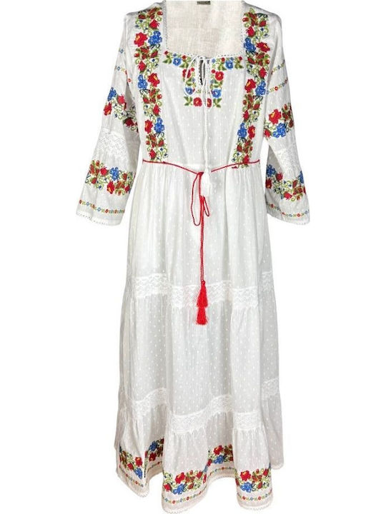 Summer Maxi Dress White Green