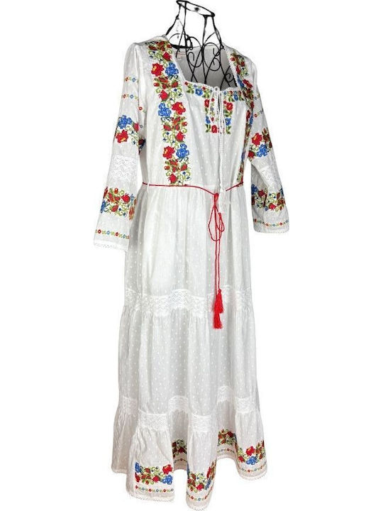Summer Maxi Dress White Green