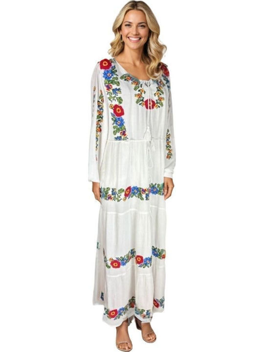 Summer Maxi Dress White Yellow