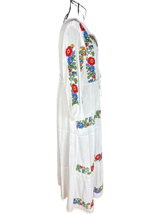 Summer Maxi Dress White Yellow