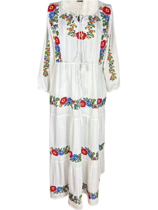 Summer Maxi Dress White Yellow