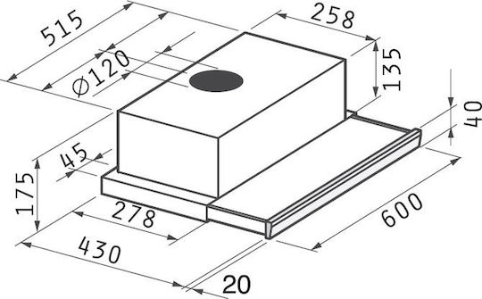 Pyramis Essential Συρόμενος Απορροφητήρας 60cm Καφέ