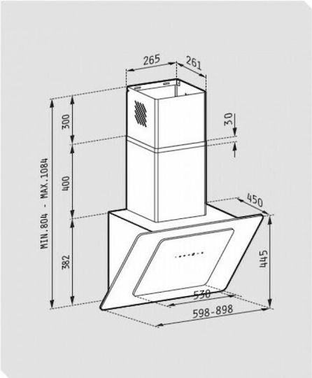 Pyramis Fiero Απορροφητήρας Καμινάδα 60cm Λευκός