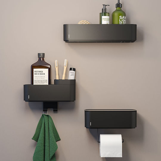 TIGER 2-store Wall Mounted Bathroom Shelf Metallic 24.9x15.7x10.8cm Black