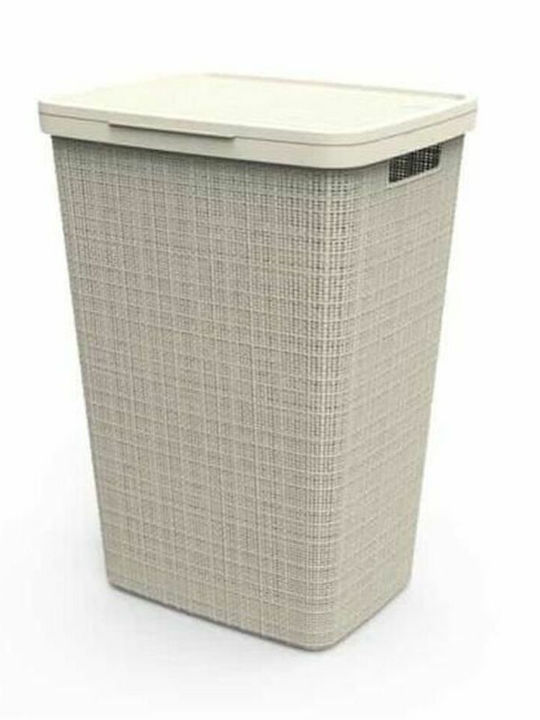 Curver 245976 Καλάθι Απλύτων Ψάθινο 58lt με Καπάκι 43x34x60cm Μπεζ