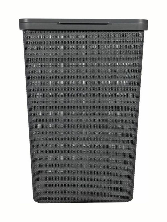 Curver Jute Wäschekorb Korbweide 58lt mit Deckel 43x34x60cm Dunkelgrau