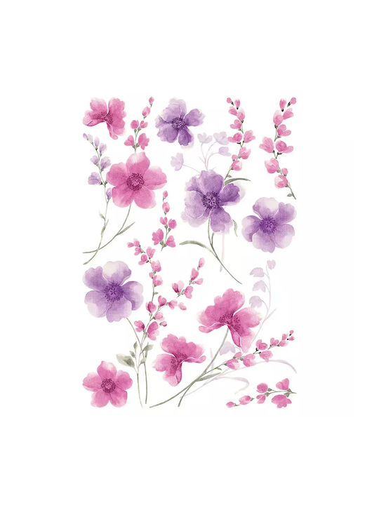Διακοσμητικό Αυτοκόλλητο Τοίχου Purple Flowers Βινυλίου 1τμχ Ango