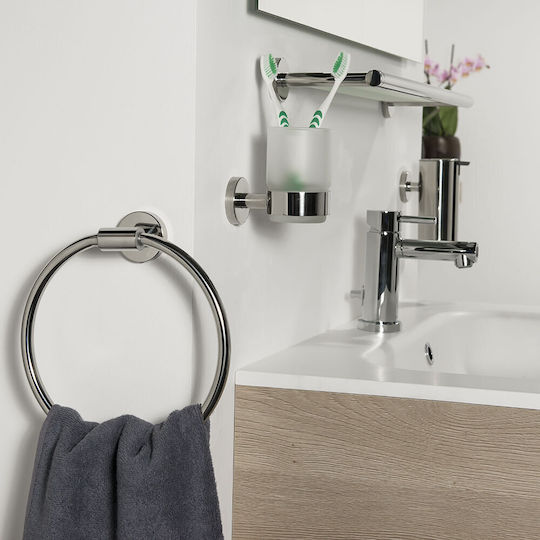 TIGER Single Wall-Mounted Bathroom Ring Inox Silver