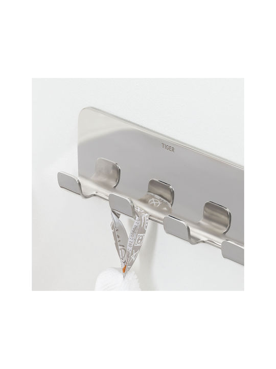 TIGER Wall-Mounted Bathroom Hook with 4 Positions Inox Silver