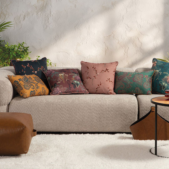 Nef-Nef Homeware Възглавница за Диван Vania от Кадифе Розова 45x45 см