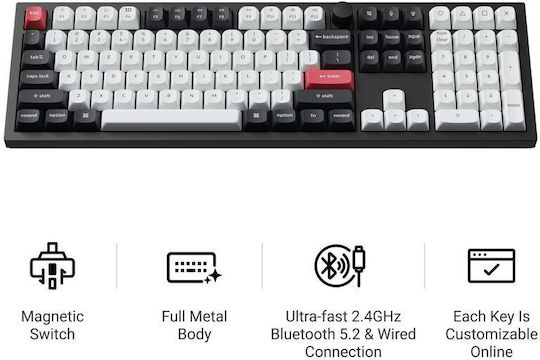 Keychron Q6 HE Fără fir Efect Hall Gaming Tastatură cu Custom Purple comutatoare și iluminare RGB (Engleză US)