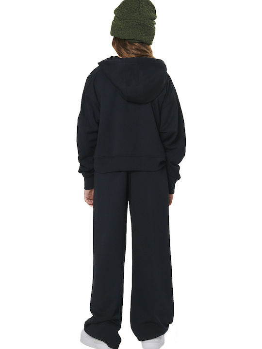 Kids Sweatshirt Cardigan with Hood and Pockets Black