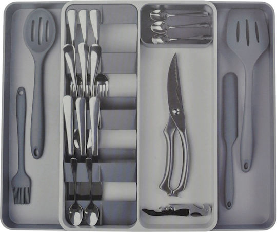 Ankor Besteckeinsatz für Schubladen Aufklappbar Kunststoff 46,5x39,5x5,5cm Grau