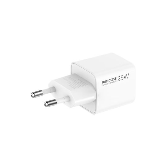 Recci Φορτιστής GaN με Θύρα USB-C και Καλώδιο USB-C - USB-C 25W Power Delivery Λευκός (RC106E)