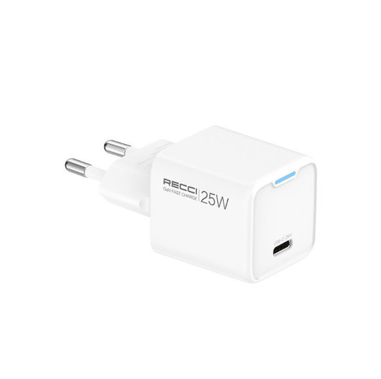 Recci Φορτιστής GaN με Θύρα USB-C και Καλώδιο USB-C - USB-C 25W Power Delivery Λευκός (RC106E)