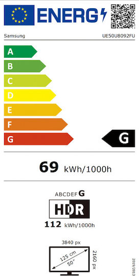 Samsung Smart Τηλεόραση 50" 4K UHD LED UE50U8092FUXXH HDR (2025)