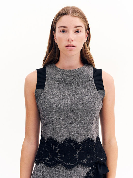 Set with Satin Skirt Gray