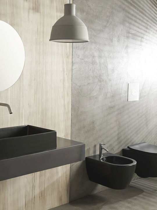Scarabeo Wandhängende Toilette mit Deckel Sanftes Schließen Beige