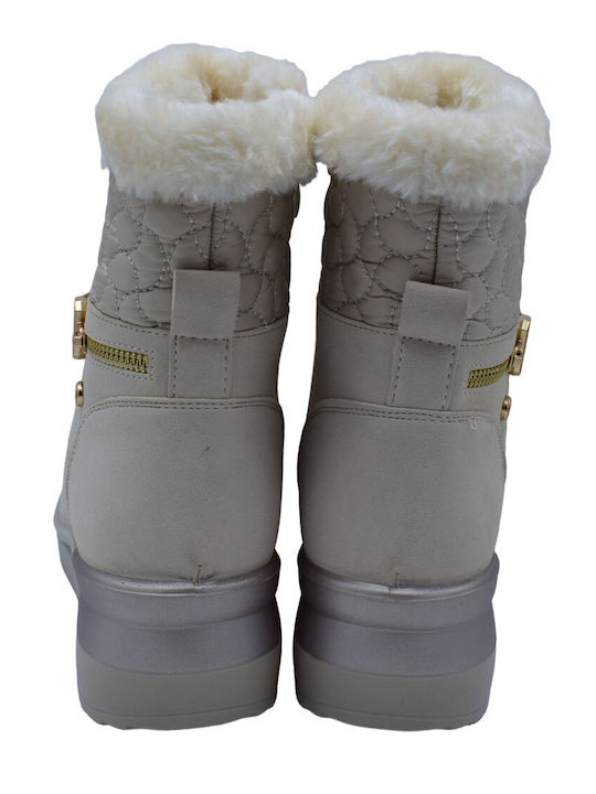Women's Ankle Boots with Medium Heel Beige