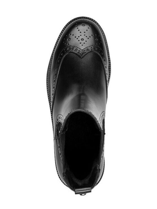 Leder Damen Chelsea Stiefeletten Schwarz