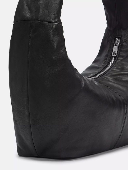 Leder Damentasche Schultertasche Schwarz