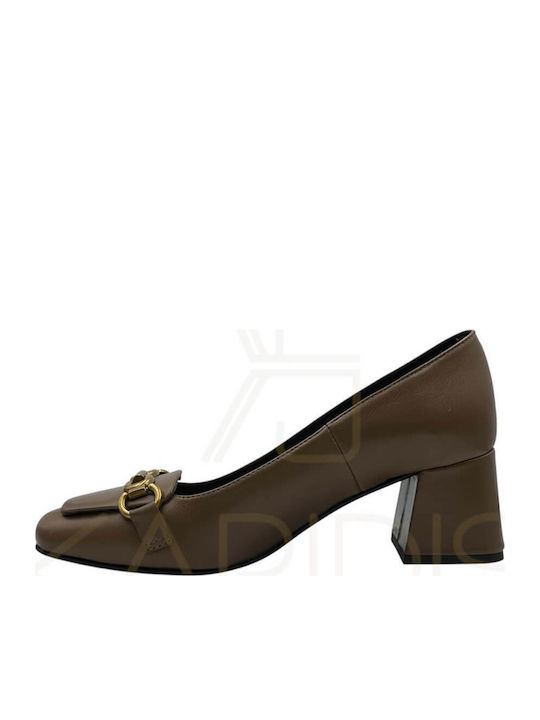Leather Brown Medium Heels