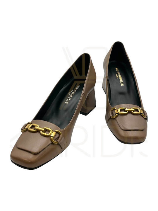 Leather Brown Medium Heels
