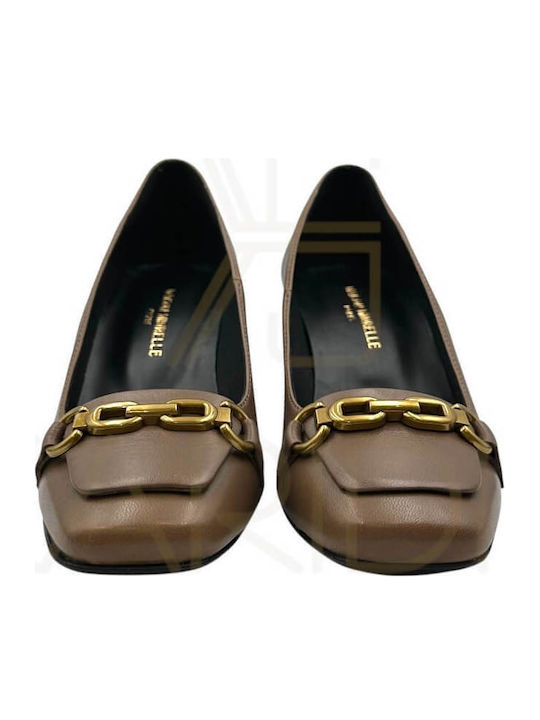 Leather Brown Medium Heels