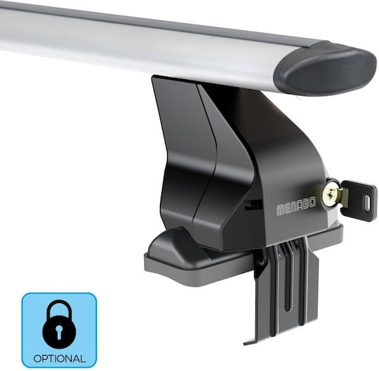 Menabo Bare De Acoperiș Din Aluminiu 112 Cm Pentru Opel Ampera 4D 2012+ Set Cu Picioare Argintii