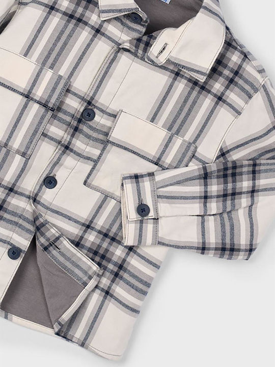 Kids Checked Shirt Long Sleeve Gray