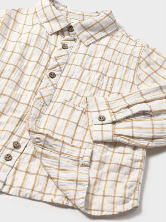 Kids Checked Shirt Long Sleeve Mustard