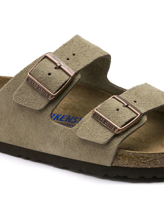 Arizona Soft Footbed Suede Leather Men's Sandals Taupe Regular Fit
