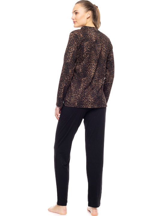Pink Label Winter Damen Pyjama-Set Black