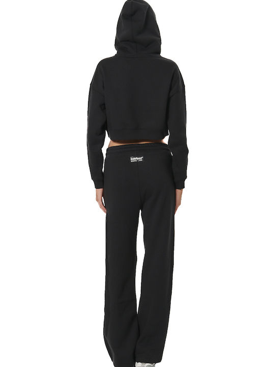 Cropped Women's Sweatshirt Hooded Black