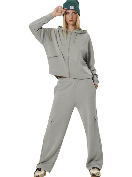 Women's Sweatshirt Jacket Hooded Green