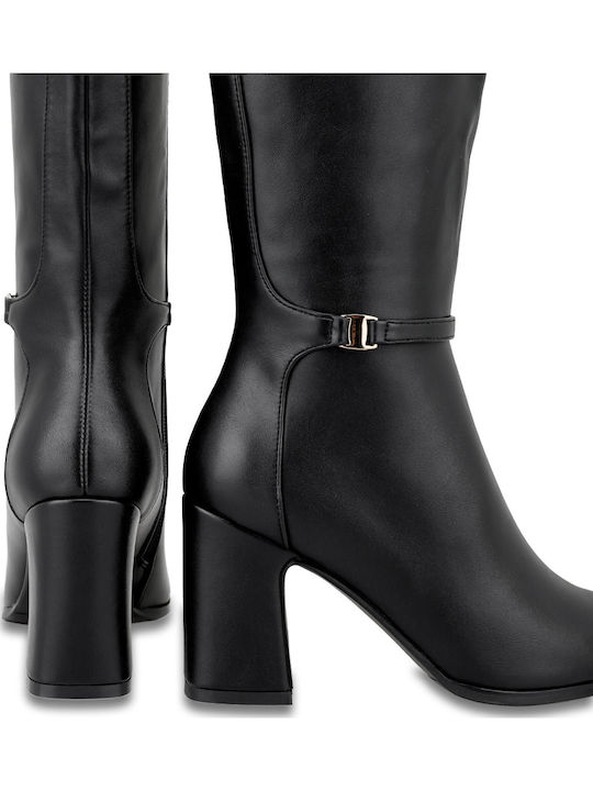 Synthetic Leather High Heel Women's Boots Black