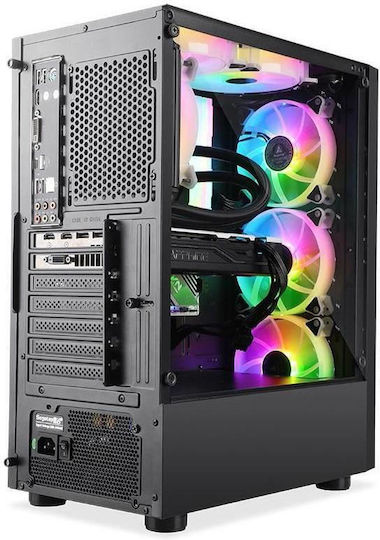 Segotep Nova V1 Геймърско бюро Midi Tower Компютърна кутия със страничен прозорец и ARGB осветление Черен