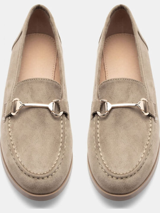 Leather Women's Moccasins in Green Color