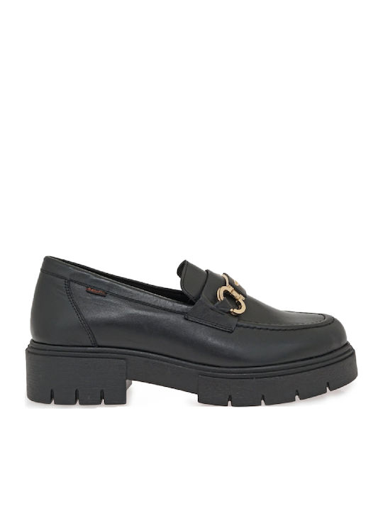 Leather Women's Loafers in Black Color